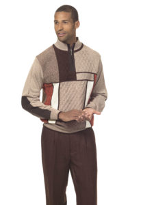 Montique 1707 mens sweater sets dark brown