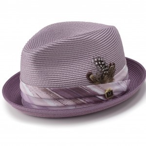 Montique H-1844 Mens Straw Matching Hat Lavender - montique-h-1844-mens-matching-hat-lavander