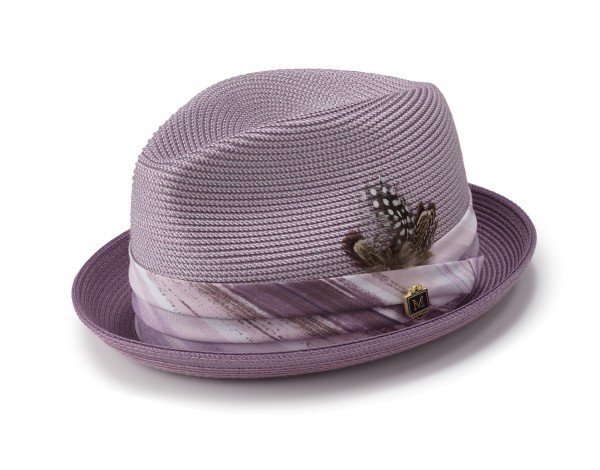 Montique H-1844 Mens Straw Matching Hat Lavender - montique-h-1844-mens-matching-hat-lavander