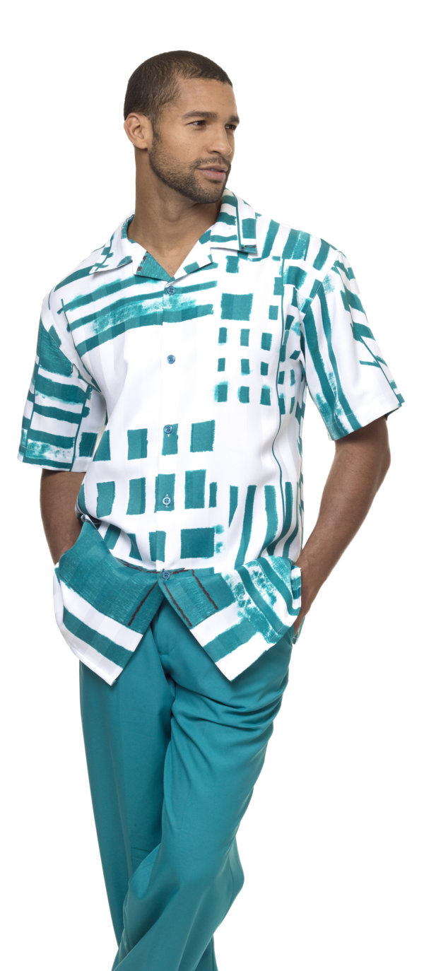 Montique-1839-emerald-mens-walking-suit-mens-2pc-leisure-suits-short-sleeve