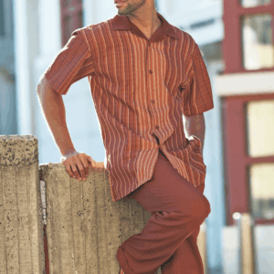 Montique-1846_cognac_walking-suit-olive-mens-leisure-suits-short-sleeve