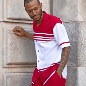 Montique-1878_red_walking-suit-olive-mens-leisure-suits-short-sleeve