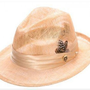 Montique H-23 Mens Sinamay Pinch Fedora Hat Straw