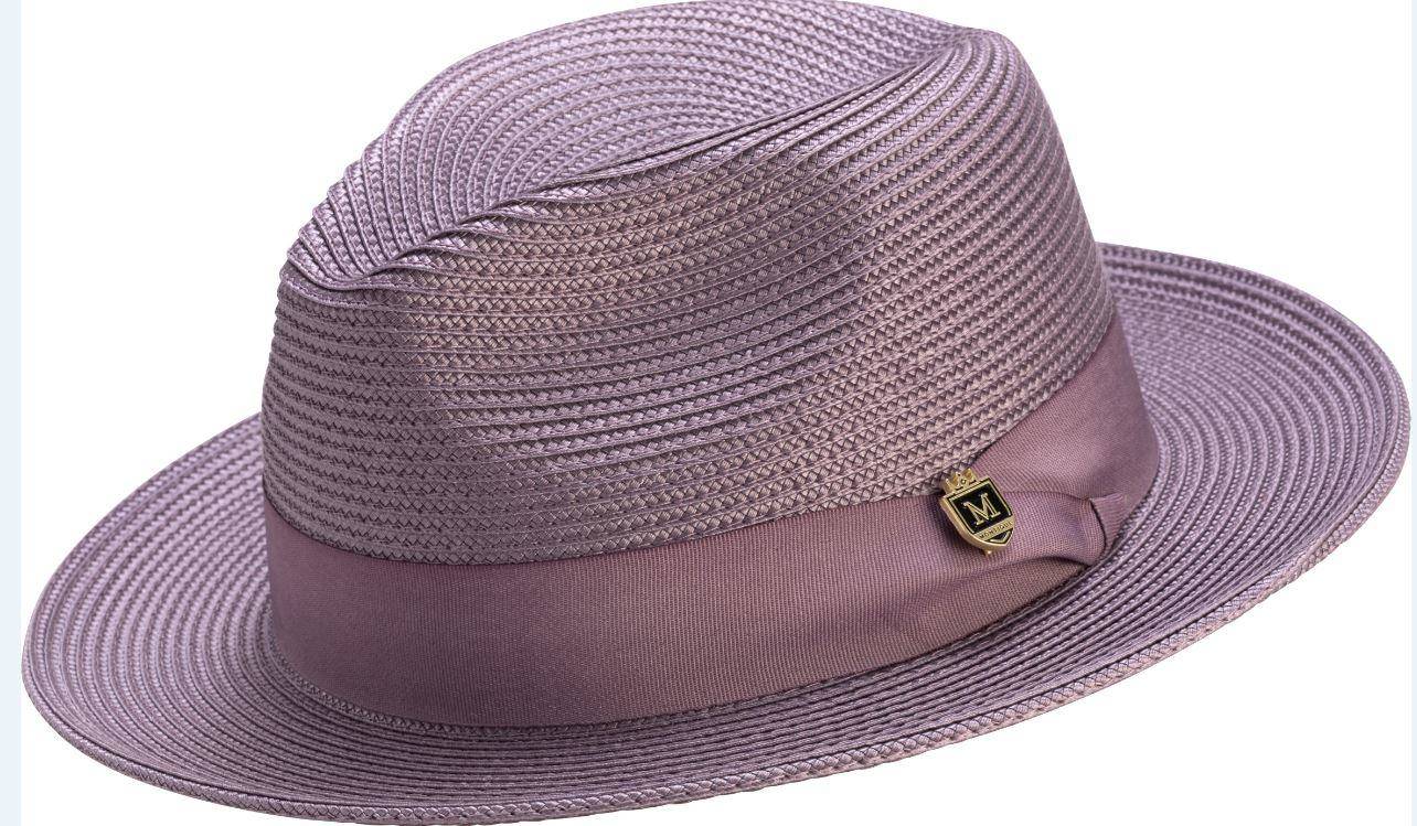 Montique H-42 Mens Straw Hat Lavender - Abby Fashions