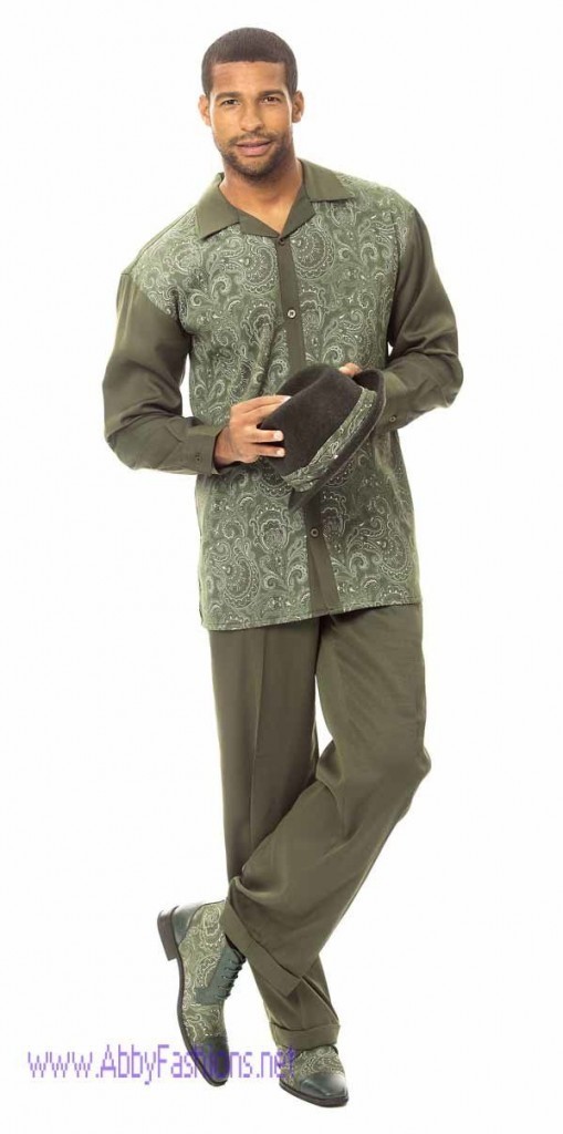 Montique 1626 Walking Suit Green - Abby Fashions