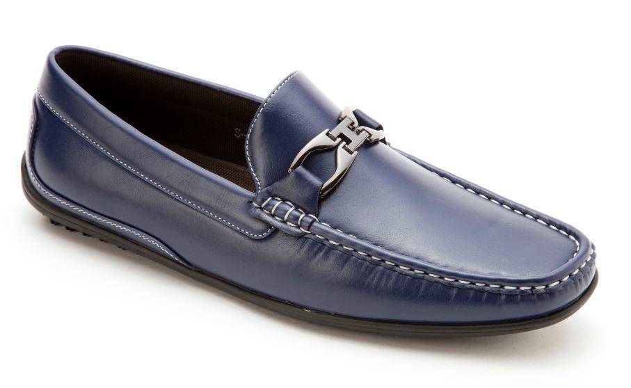 Montique S-13 Men's Metal Bit Loafers Navy - Mens Driving Shoes