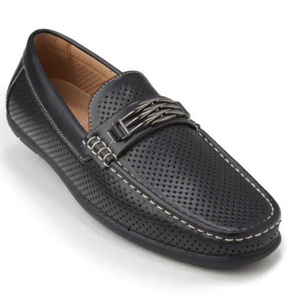 Montique S-71 Men’s Metal Bit Perforated Casual Loafers Black
