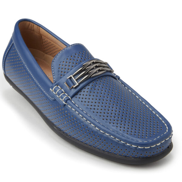 Montique S-71 Men’s Metal Bit Perforated Casual Loafers Navy