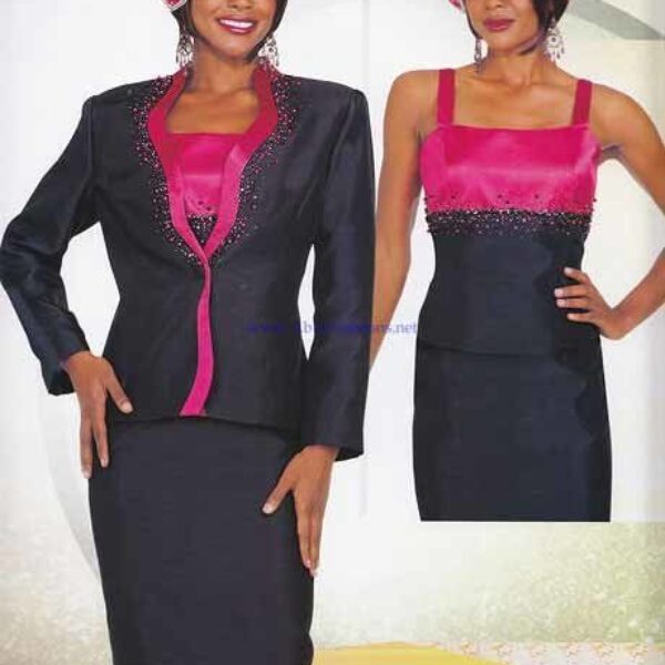 Chancelle Suit 16115 Navy with Fuchsia – Womens Church Suits