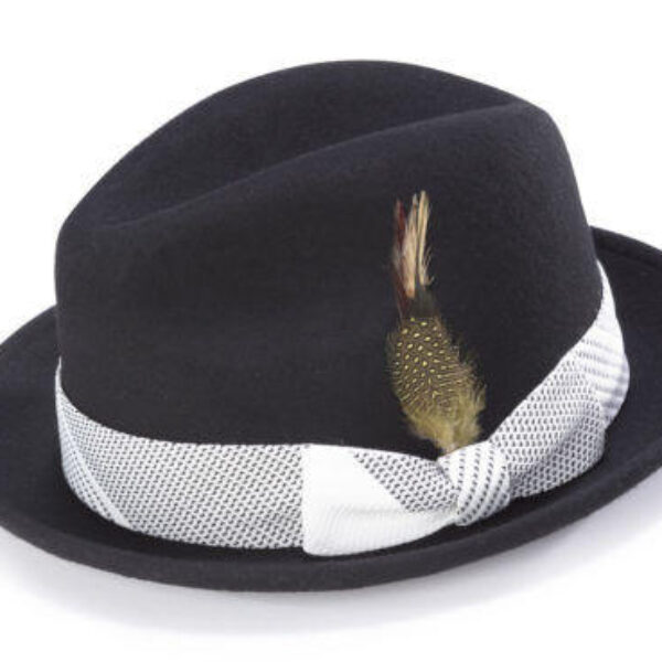 Montique H-1753 Fedora Matching Hat Black-White