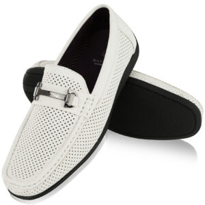 montique s 45 mens metal bit perforated casual loafers white 1