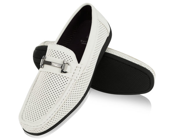 montique s 45 mens metal bit perforated casual loafers white 1