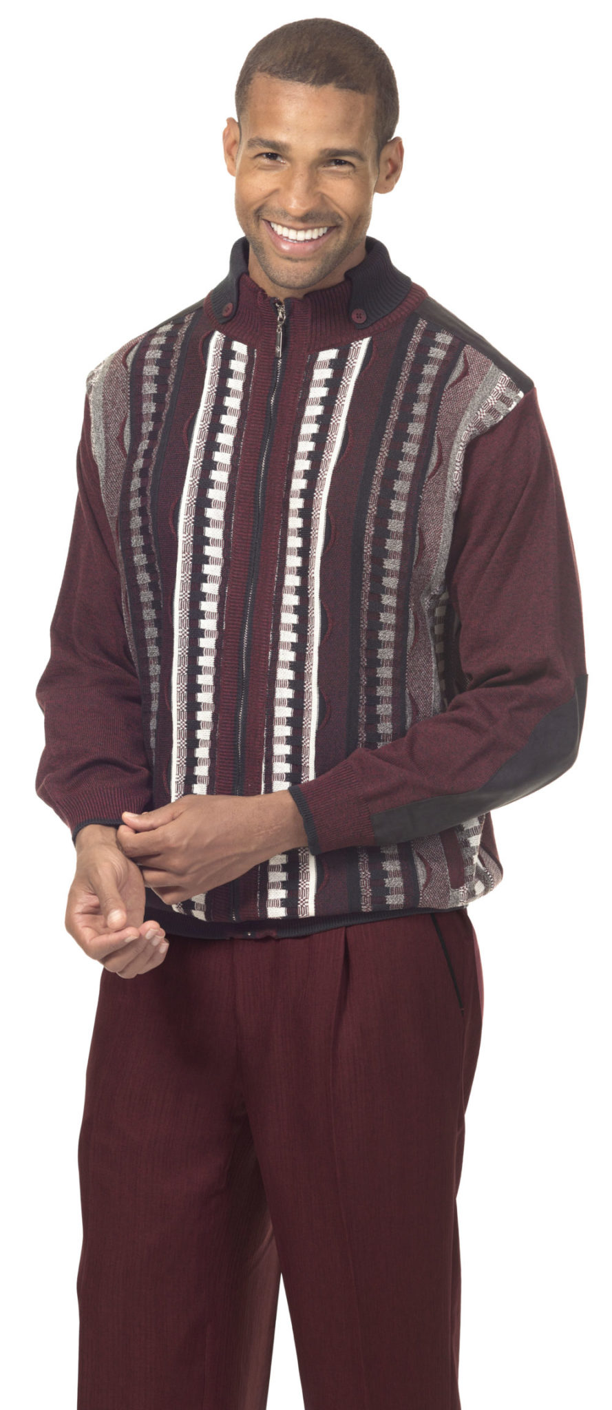Montique 1711 Mens Sweater Sets Burgundy - Abby Fashions