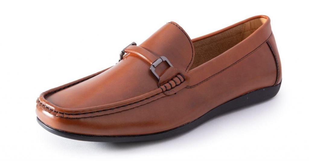 Montique S-78 Mens Penny Loafers with Metal Bit Cognac Driving Shoes