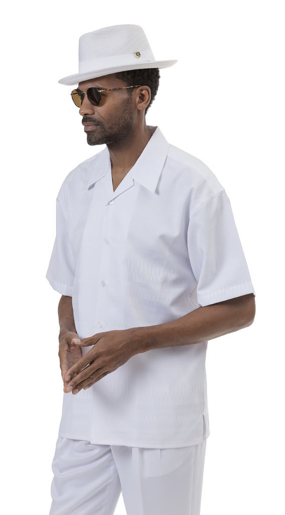 Montique 2055 Mens Walking Suits White Mens Two Piece Leisure Suits