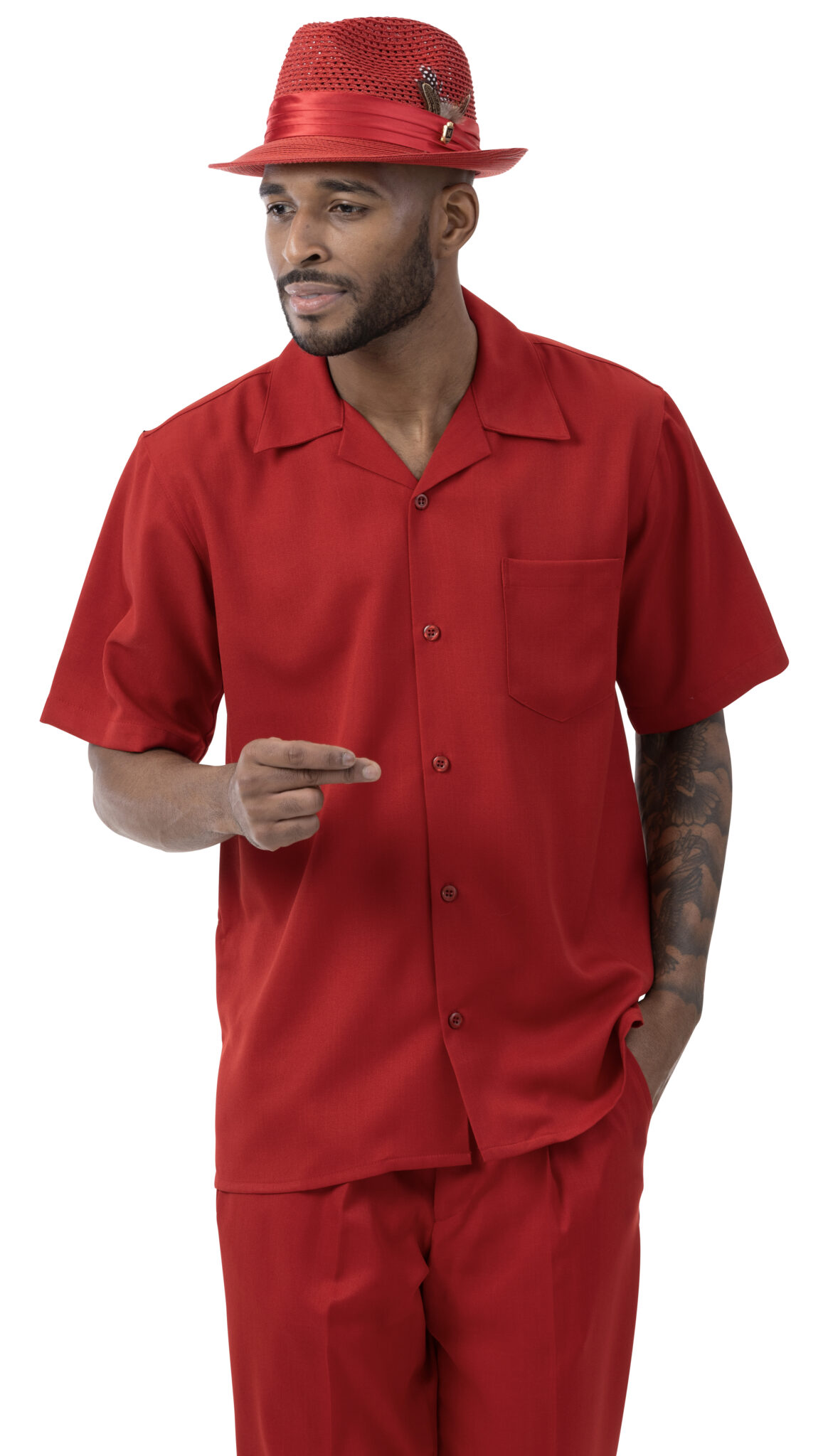 Montique 696 Mens Walking Suits Red - Mens Leisure Suits AbbyFashions