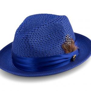 montique h-34 mens straw fedora hat royal