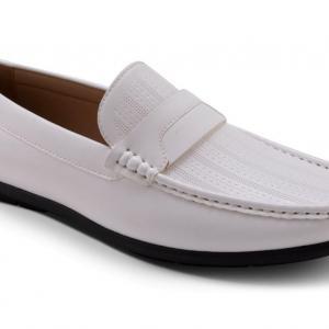 Montique S-80 Mens Penny Loafers with Bit White