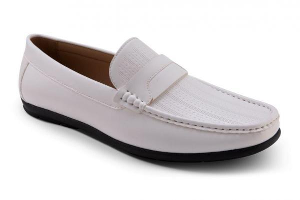 Montique S-80 Mens Penny Loafers with Bit White