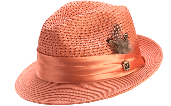 montique-h-34-mens-straw-fedora-hat-coral-with-matching-satin-ribbon