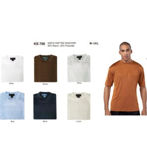 Mens-milano-moda-ks-700-knitted-rayon-silky-mock-neck-sweater-short-sleeve