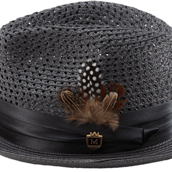 Montique H-34 Mens Straw Fedora Hat Grey – Pinch Braided Hat
