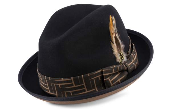 Montique H 2177 Matching Felt Hat Black Khaki Mens Godfather Hat 600x384, Abby Fashions