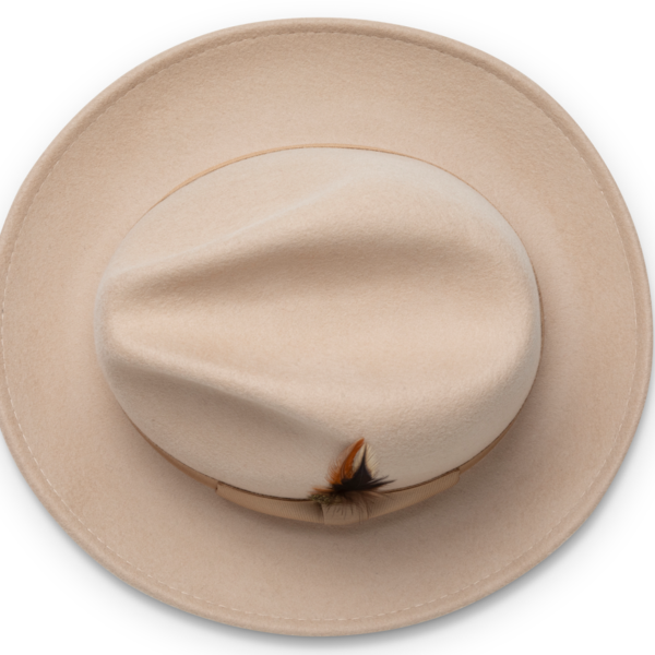 Montique H-60 Fedora Hat Beige – Light Felt Snap Brim 1/2 inches