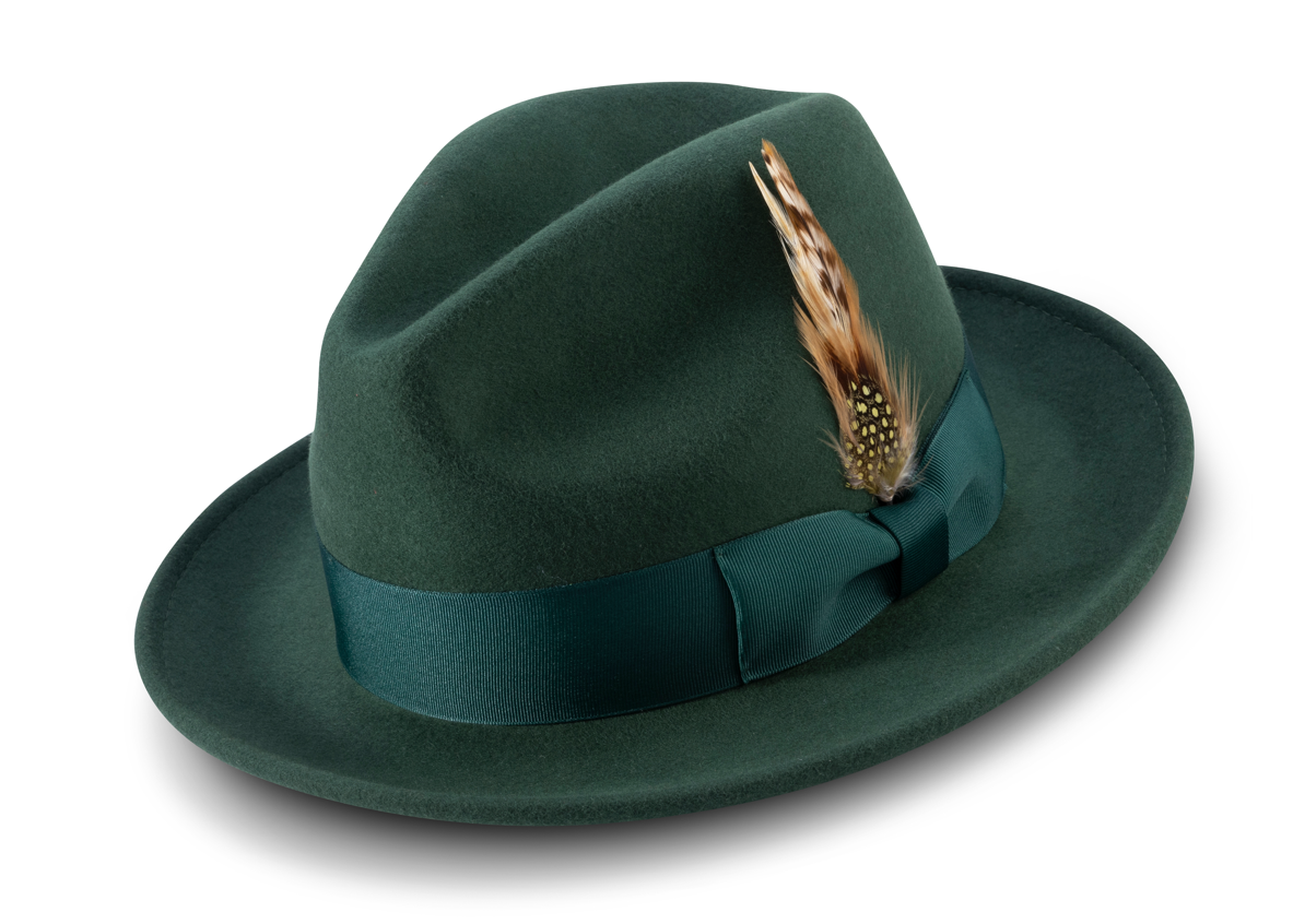 Montique H-60 Fedora Hat Hunter - Light Felt Snap Brim 2 1/2 inches