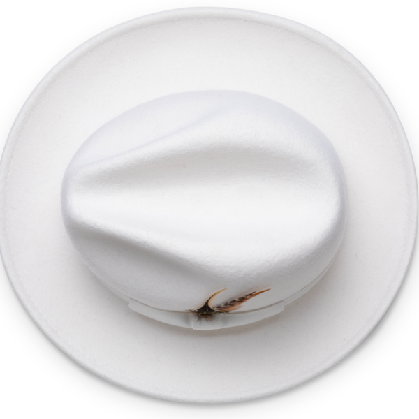 Montique H-60 Fedora Hat White – Light Felt Snap Brim 2 1/2 inches