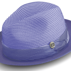 montique-h-2204-mens-straw-hat-purple-two-tone-braided-stingy-brim-pinch-fedora-hat