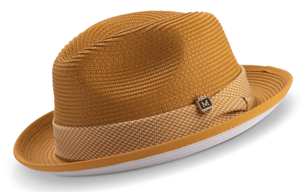 montique-h-2212-mens-straw-hat-gold-matching-hat-braided-stingy-brim-pinch-fedora-hat