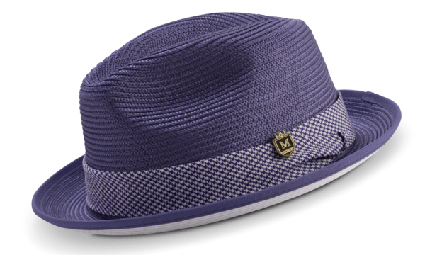 montique-h-2212-mens-straw-hat-purple-matching-hat-braided-stingy-brim-pinch-fedora-hat