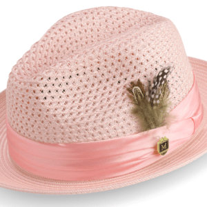 montique-h-34-mens-straw-fedora-hat-pink-pinch-braided-hat