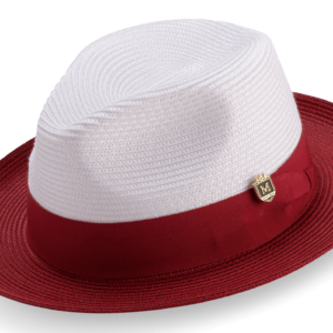 montique-h-47-mens-straw-fedora-hat-red-white-two-tone-wide-brim-pinch-hat