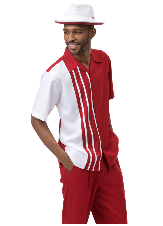 Montique 2201 Mens Walking Suits Red | Leisure Suits - Abby Fashions