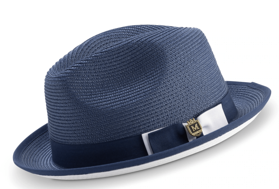 Montique H78 Mens Straw Hat Navy - Fedora Hat - Abby Fashions