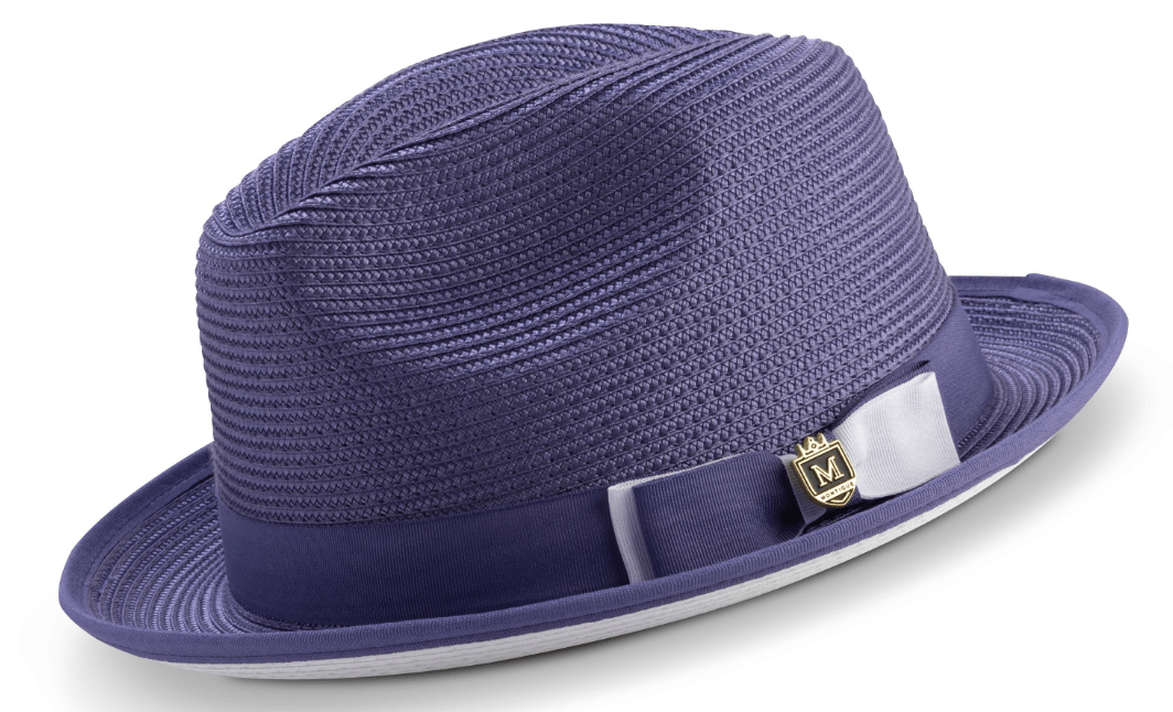 Montique H78 Mens Straw Hat Purple - Fedora Hat - Abby Fashions