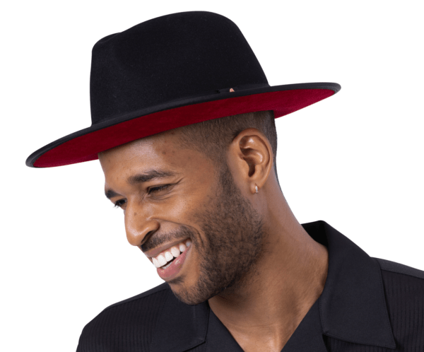 montique-h-80-fedora-hat-black-with-red-lining-3-1-8-wide-brim-wool-felt-dress-hat-model