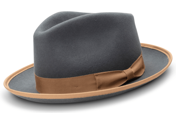 Montique H 83 Fedora Hat Grey With Brown Ribbon And Trim 2 1 2 Wide Brim Wool Felt Dress Hat 600x387, Abby Fashions