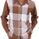 Montique 2270 Mens Walking Suits Cognac Plaid Design Long Sleeve Mens Leisure Suits