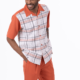 Montique 2304 Mens Walking Suits Papaya Plaid Short Sleeve Mens Leisure Suits