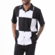 Montique 2314 Mens Walking Suits Black Color Block Design Short Sleeve Mens Leisure Suits