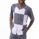 Montique 2314 Mens Walking Suits Grey Color Block Design Short Sleeve Mens Leisure Suits