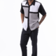 Montique 2317 Mens Walking Suits Black Color Block Design Short Sleeve Mens Leisure Suits