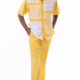 Montique 2317 Mens Walking Suits Canary Color Block Design Short Sleeve Mens Leisure Suits