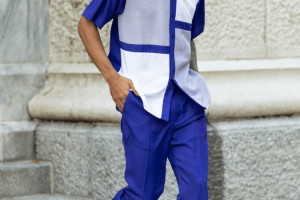 montique-2317-mens-walking-suits-purple-color-block-short-sleeve-mens-two-piece-leisure-suits