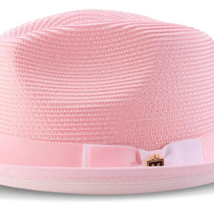 montique-h78-mens-straw-hat-pink-white-bottom-braided-stingy-brim-pinch-fedora-hat