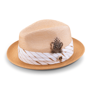 montique-h-2303-mens-straw-hat-cognac-2-inches-brim-pinch-braided-fedora-matching-hat