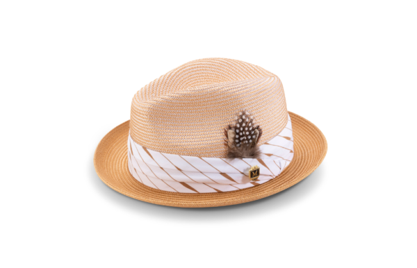 montique-h-2303-mens-straw-hat-cognac-2-inches-brim-pinch-braided-fedora-matching-hat